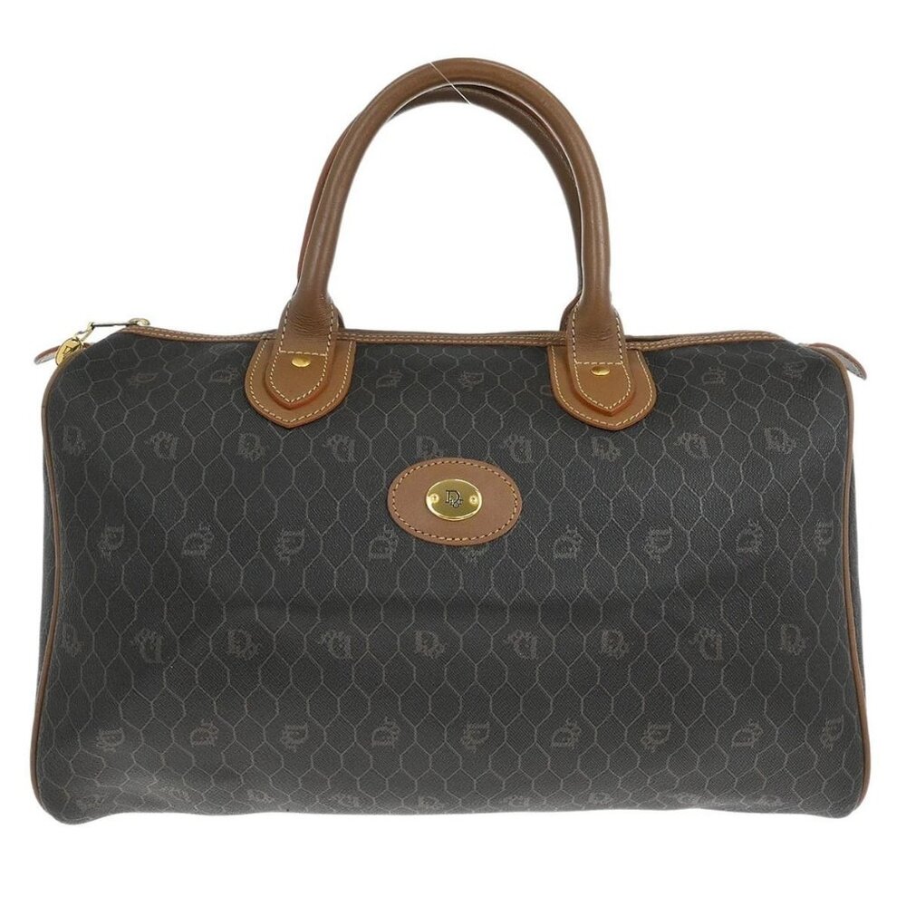Christian Dior Black Leather Honeycomb Duffle Handbag 135767